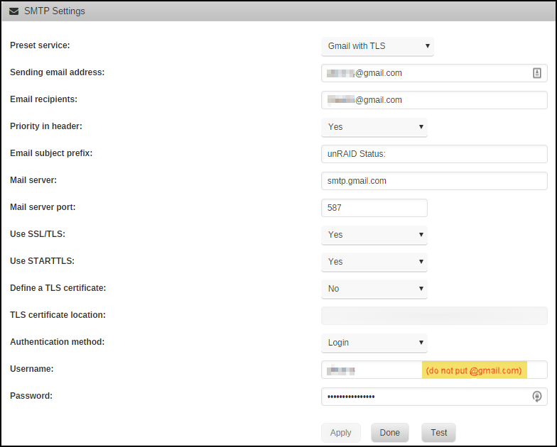 2018-09-03 UnRAID SMTP Settings