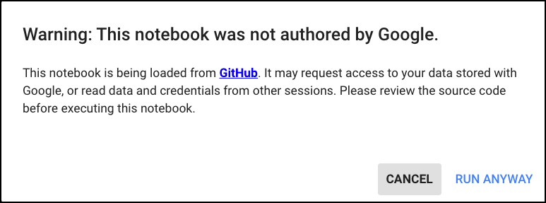 Google Colab Warning